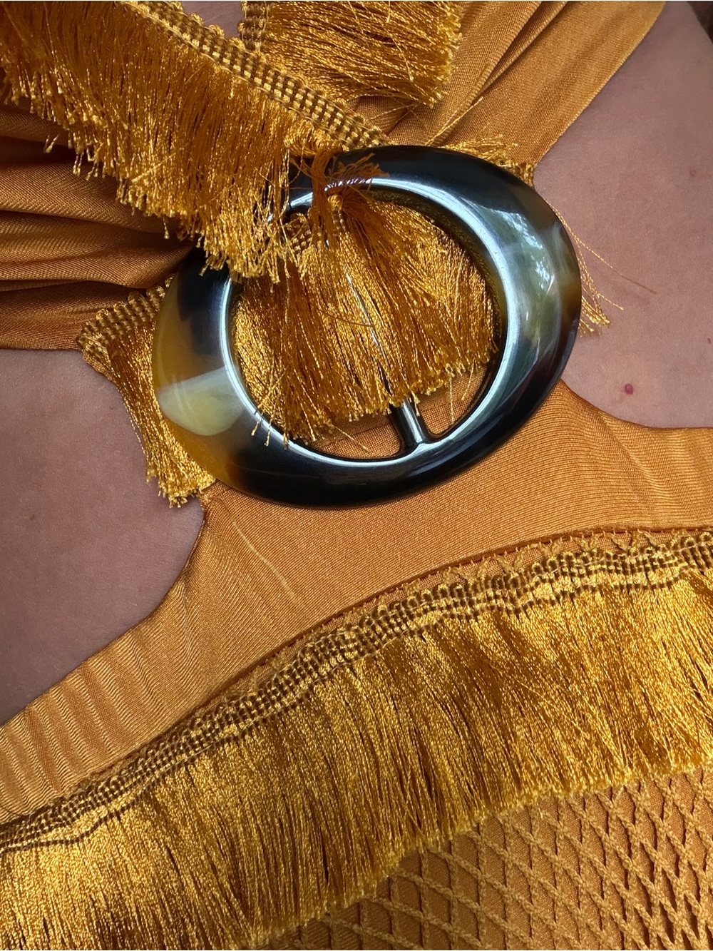 Luxxel Mustard Yellow Cutout Maxi Dress with Ring Detail MEDIUM - Picture 5 of 8